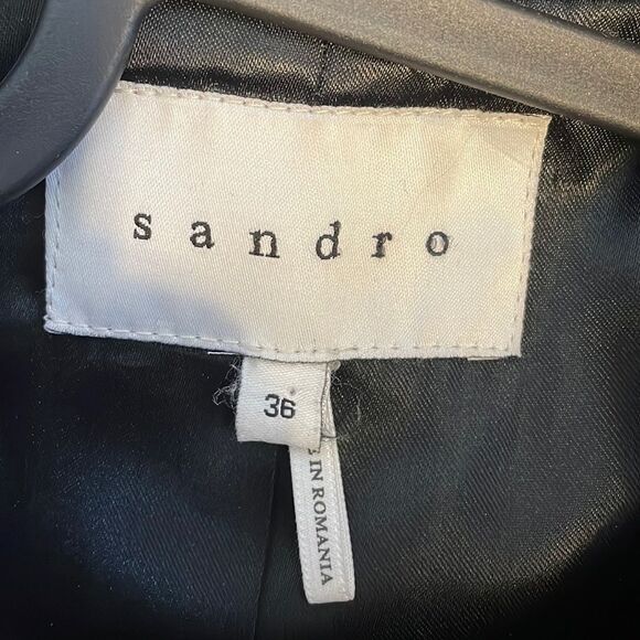 Sandro Paris Wool Blend Hooded Pea Coat Black S - Picture 2 of 10